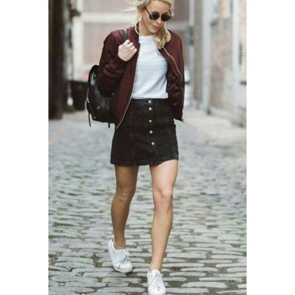 Madewell - Black Snap Front Denim Skirt